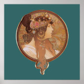 Art Nouveau - Byzantine Head, het Brunette Poster (Voorkant)