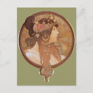 Art Nouveau - Byzantine Head, The Brunette Briefkaart