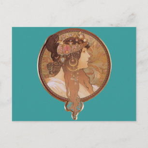 Art Nouveau - Byzantine Head, The Brunette Briefkaart