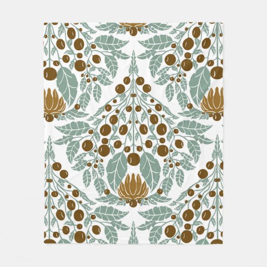 Art Nouveau Cacao & Mint- Bloemenschelp Fleece Deken (Voorkant)