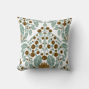Art Nouveau Cacao & Mint- Bloemenschelp Kussen