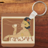 Art Nouveau Café Rajah, Dame met koffie Sleutelhanger (Achterkant)