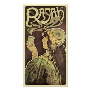 Art Nouveau Café Rajah damescafé, vrouw met koffie Foto Afdruk