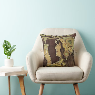 Art Nouveau Café Rajah damescafé, Vrouw met koffie Kussen