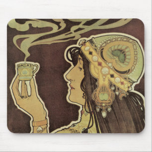 Art Nouveau Café Rajah damescafé, vrouw met koffie Muismat