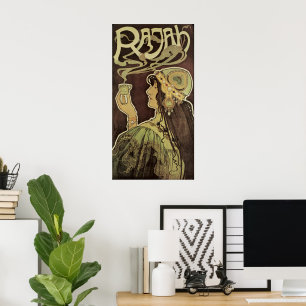 Art Nouveau Café Rajah damescafé, Vrouw met koffie Poster