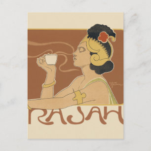  Art Nouveau Cafe Rajah, Lady met koffie Briefkaart