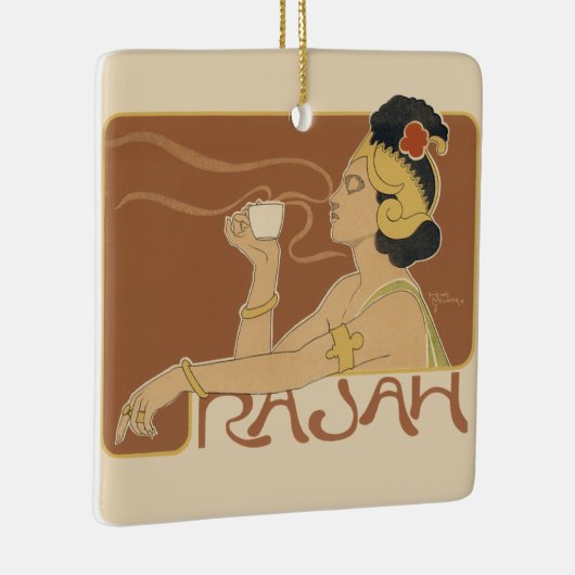 Art Nouveau Cafe Rajah, Lady met koffie Keramisch Ornament (Rechts)