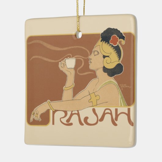  Art Nouveau Cafe Rajah, Lady met koffie Keramisch Ornament (Links)