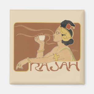  Art Nouveau Cafe Rajah, Lady met koffie Magneet