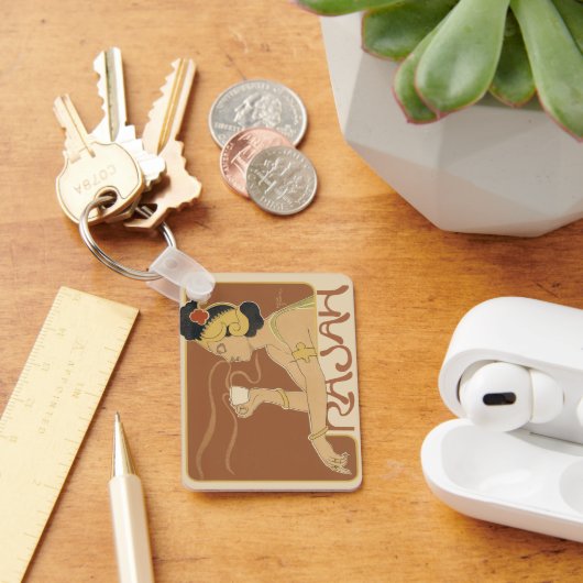 Art Nouveau Cafe Rajah, Lady met koffie Sleutelhanger (Bureau)