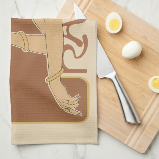  Art Nouveau Cafe Rajah, Lady met koffie Theedoek (Quarter Fold)