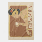  Art Nouveau Cafe Rajah, Lady met koffie Theedoek (Verticaal)