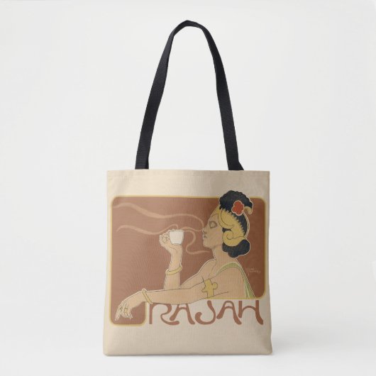  Art Nouveau Cafe Rajah, Lady met koffie Tote Bag (Voorkant)