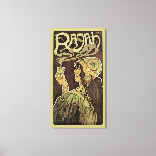 Art Nouveau Cafe Rajah, Vrouw met koffie Canvas Afdruk (Voorkant)