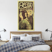 Art Nouveau Cafe Rajah, Vrouw met koffie Canvas Afdruk (Insitu (Slaapkamer))