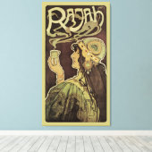 Art Nouveau Cafe Rajah, Vrouw met koffie Canvas Afdruk (Insitu (Houten vloer))
