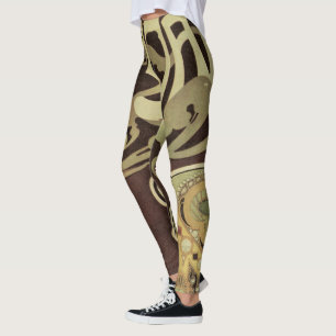  Art Nouveau Cafe Rajah, Vrouw met koffie Leggings