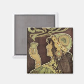  Art Nouveau Cafe Rajah, Vrouw met koffie Magneet (Voorkant / Achterkant)