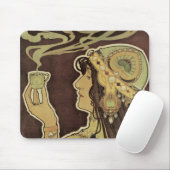  Art Nouveau Cafe Rajah, Vrouw met koffie Muismat (Met muis)