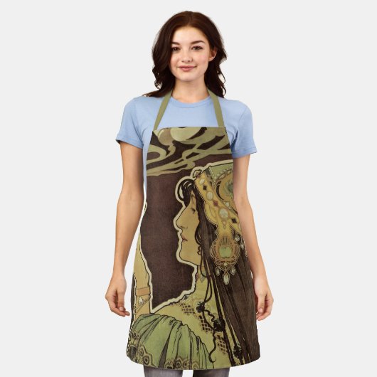  Art Nouveau Cafe Rajah, Vrouw met koffie Schort (Gedragen)