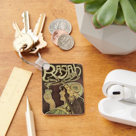  Art Nouveau Cafe Rajah, Vrouw met koffie Sleutelhanger (Bureau)