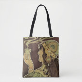  Art Nouveau Cafe Rajah, Vrouw met koffie Tote Bag (Voorkant)