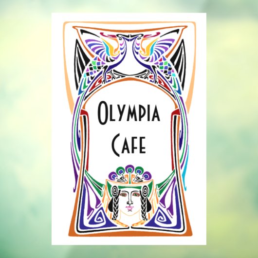 Art Nouveau Café teken Raamsticker (Vel 3)