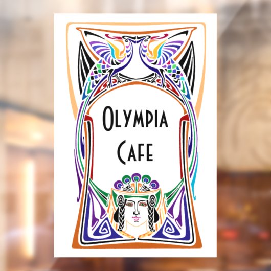 Art Nouveau Café teken Raamsticker (Vel 2)
