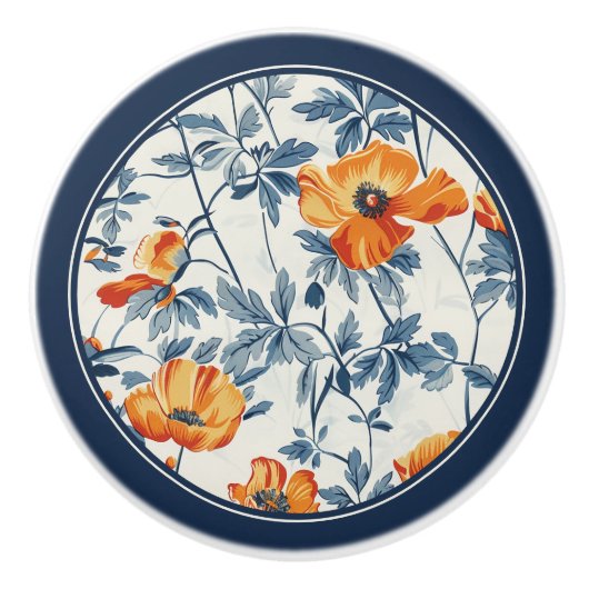 Art Nouveau California Poppies Keramische Knop (Voorkant)