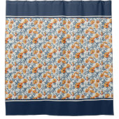 Art Nouveau California Poppies Navy Banded Douchegordijn (Voorkant)
