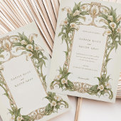 Art Nouveau Calla Lily bruiloft in ivoor en groen Kaart