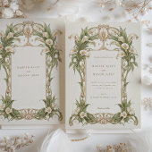 Art Nouveau Calla Lily bruiloft in ivoor en groen Kaart