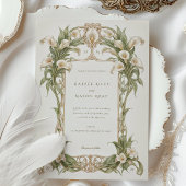 Art Nouveau Calla Lily bruiloft in ivoor en groen Kaart