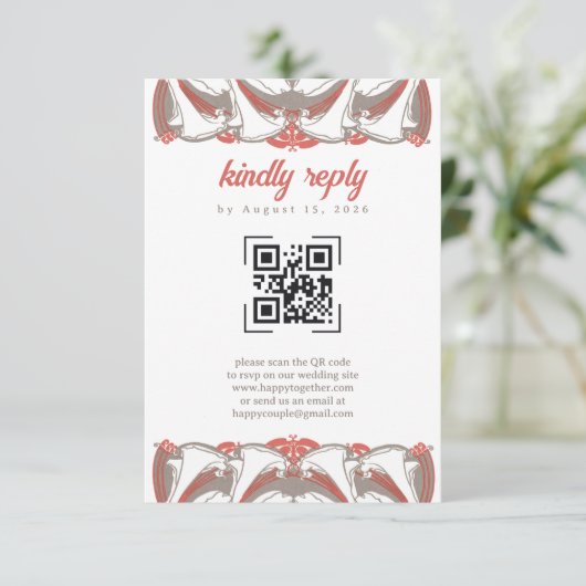 Art Nouveau Calla Lily Elegance QR Code RSVP (Staand voorkant)