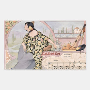 Art Nouveau Carmen Habanera Print – Vintage Opera  Rechthoekige Sticker