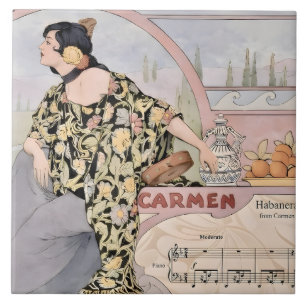 Art Nouveau Carmen Habanera Print – Vintage Opera Tegeltje