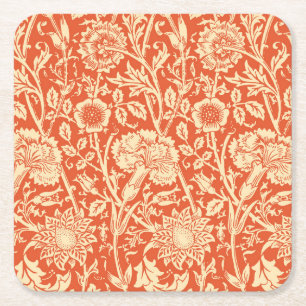 Art Nouveau Carnan Damask, Mandarin Oranje Kartonnen Onderzetters