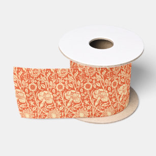 Art Nouveau Carnan Damask, Mandarin Oranje Satijnen Lint