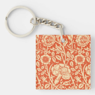 Art Nouveau Carnan Damask, Mandarin Oranje Sleutelhanger