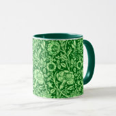 Art Nouveau Carnation Damask, Emerald Green Mok (Voorkant rechts)