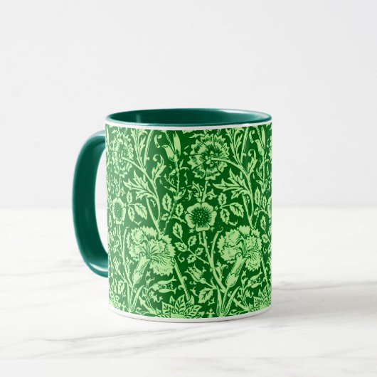 Art Nouveau Carnation Damask, Emerald Green Mok (Voorkant links)