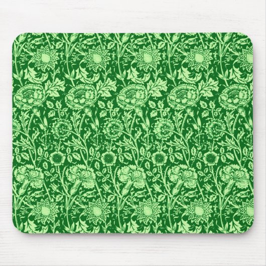 Art Nouveau Carnation Damask, Emerald Green Muismat (Voorkant)