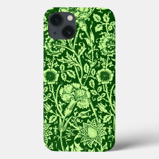Art Nouveau Carnation Damask, Forest Green Case-Mate iPhone Case (Achterkant)