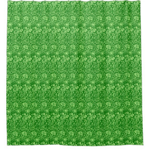 Art Nouveau Carnation Damask, Forest Green Douchegordijn