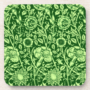 Art Nouveau Carnation Damask, Forest Green Drankjes Onderzetter