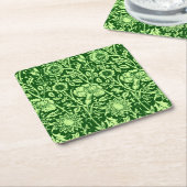Art Nouveau Carnation Damask, Forest Green Kartonnen Onderzetters (Schuin)