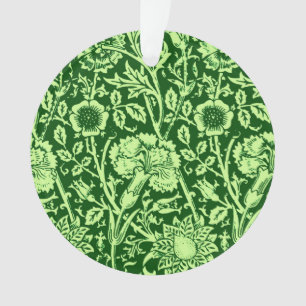 Art Nouveau Carnation Damask, Forest Green Ornament