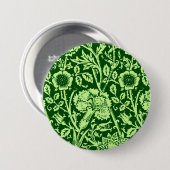 Art Nouveau Carnation Damask, Forest Green Ronde Button 7,6 Cm (Voorkant /achterkant)