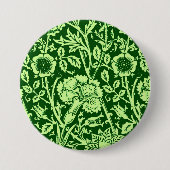 Art Nouveau Carnation Damask, Forest Green Ronde Button 7,6 Cm (Voorkant)